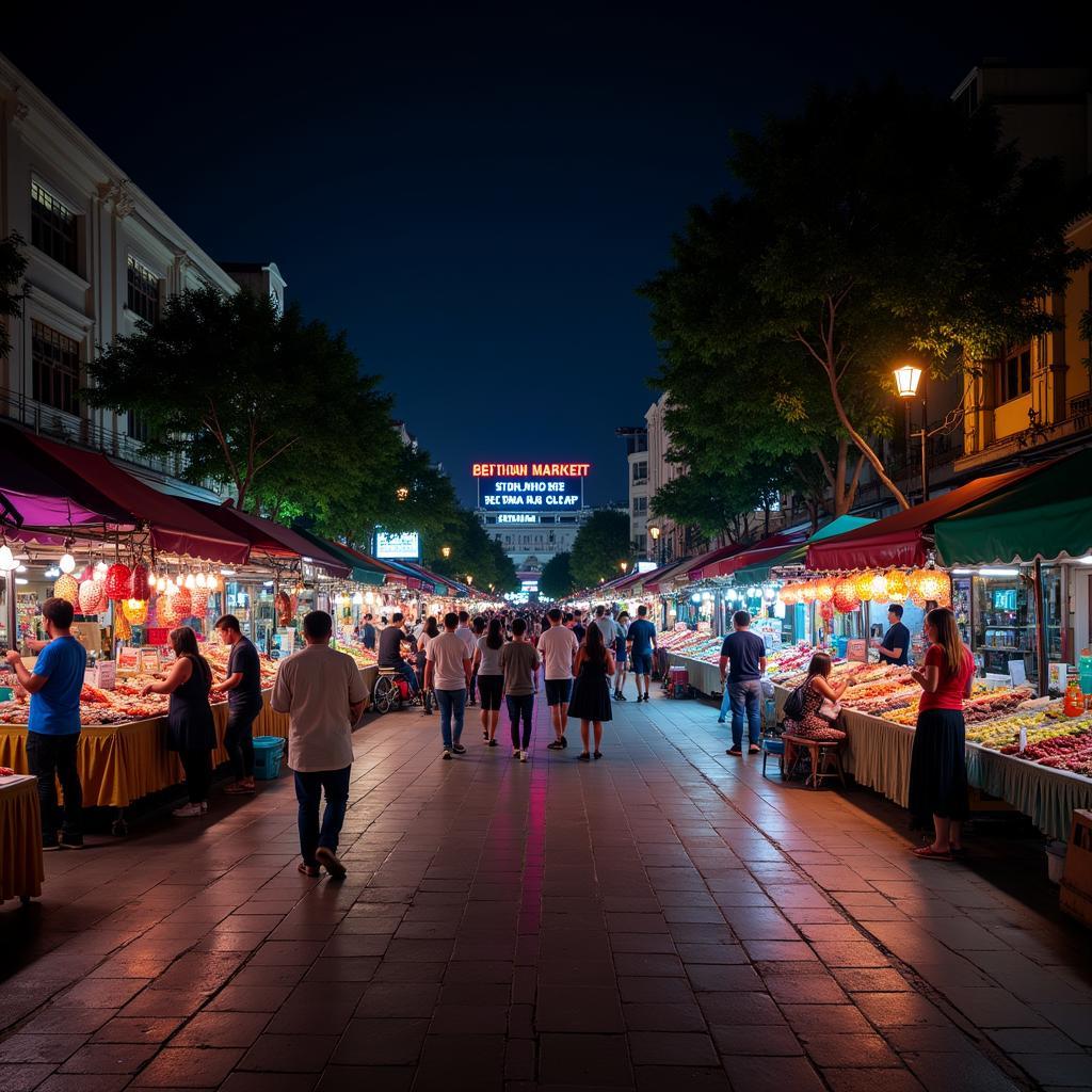 Chợ Bến Thành lung linh về đêm