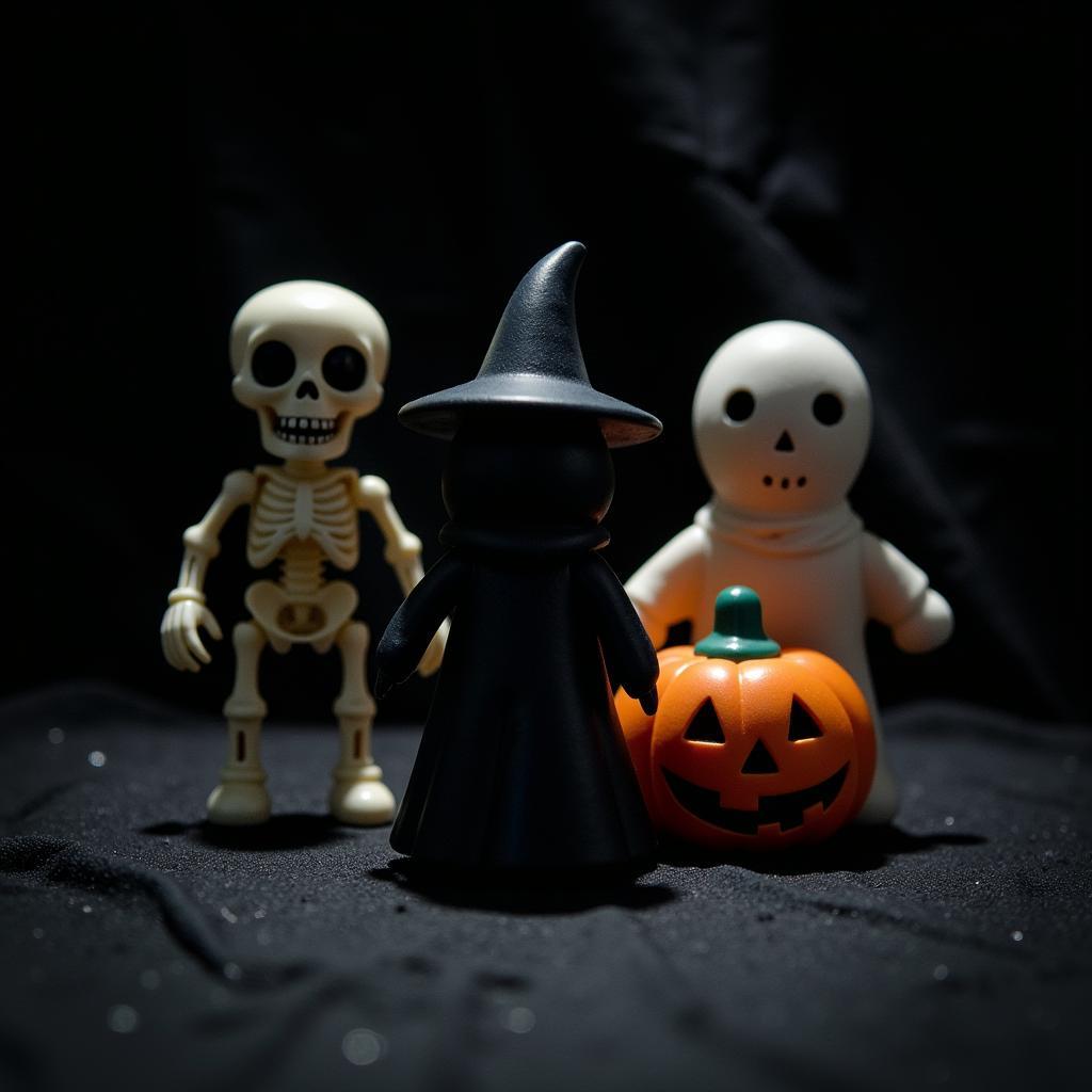 Đồ chơi Halloween kinh dị với hình ảnh bộ xương, ma quỷ, phù thủy