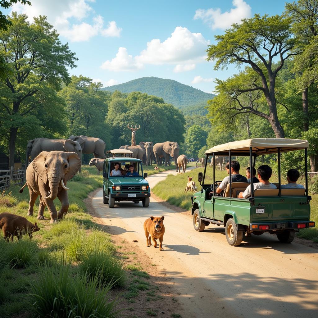 Safari World tại Everland, Hàn Quốc, nơi du khách có thể chiêm ngưỡng những loài động vật hoang dã quý hiếm.