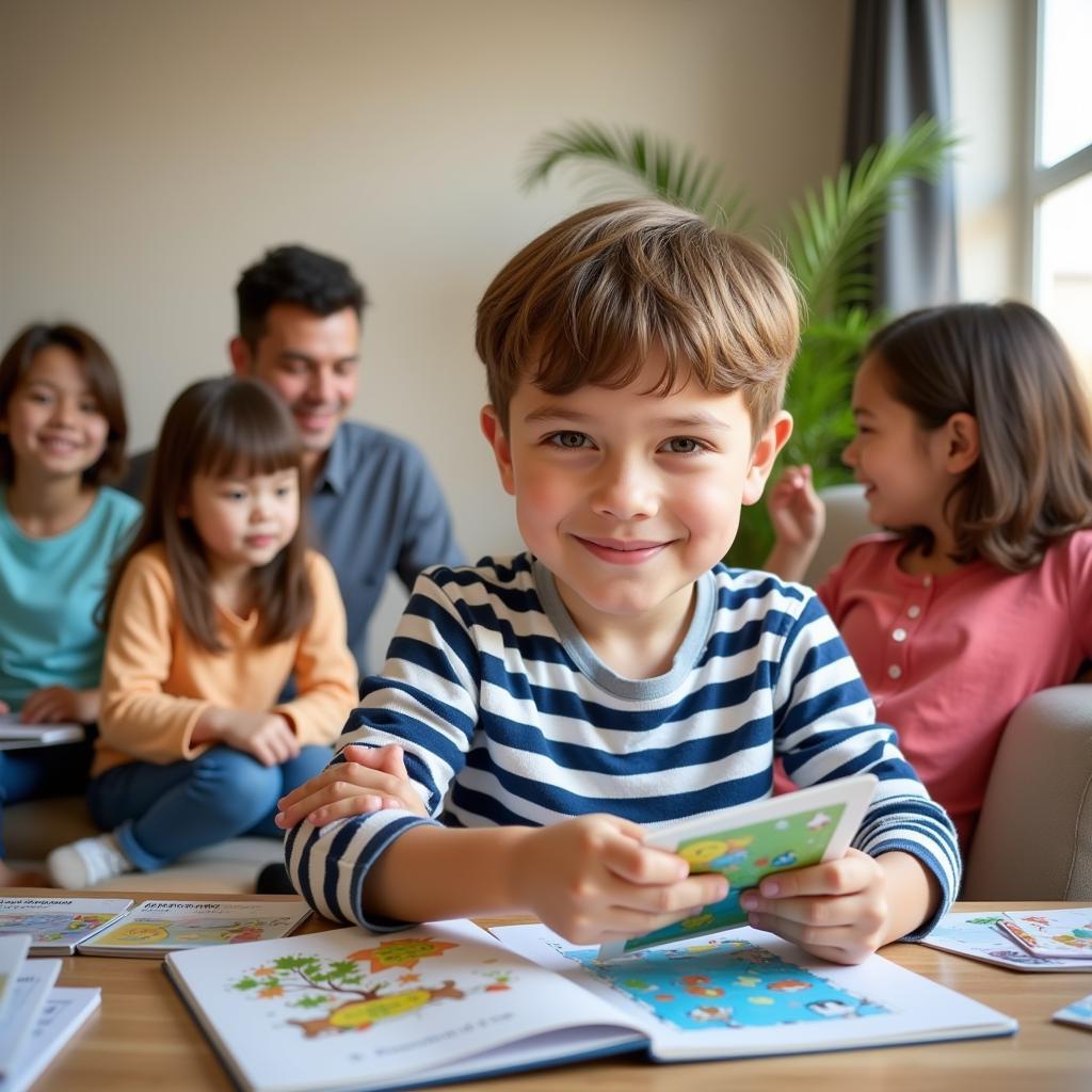 A child learning English in a natural, relaxed environment.