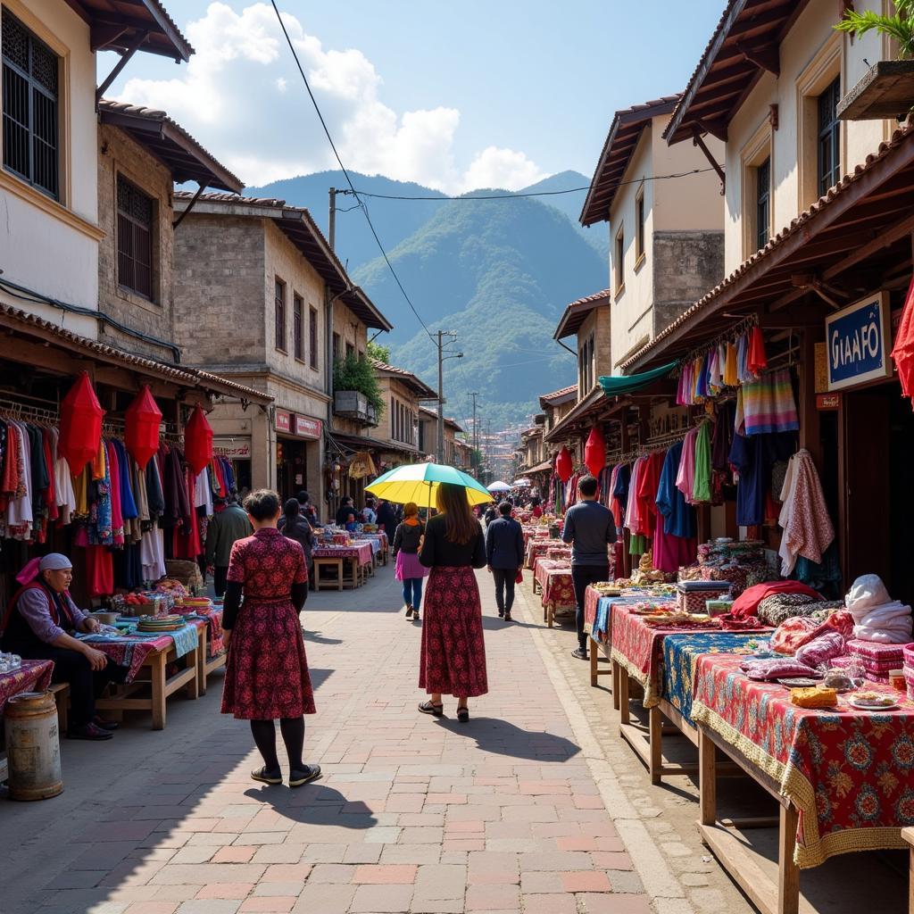 Phiên chợ Bắc Hà Lào Cai nhộn nhịp với người mua kẻ bán, tràn ngập màu sắc văn hóa vùng cao.