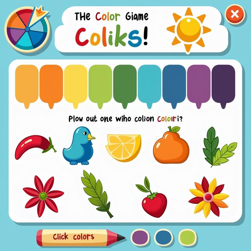 Playing color games online.