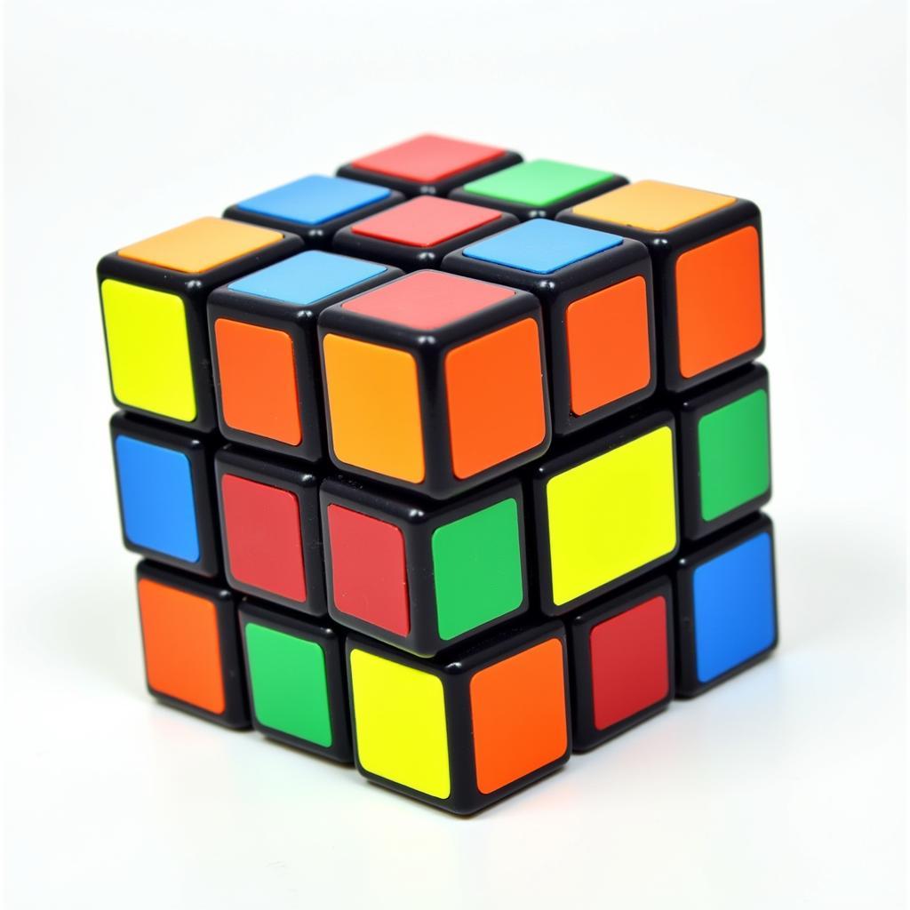 Hình ảnh một khối Rubik cổ điển 3x3 đã được giải hoàn chỉnh.