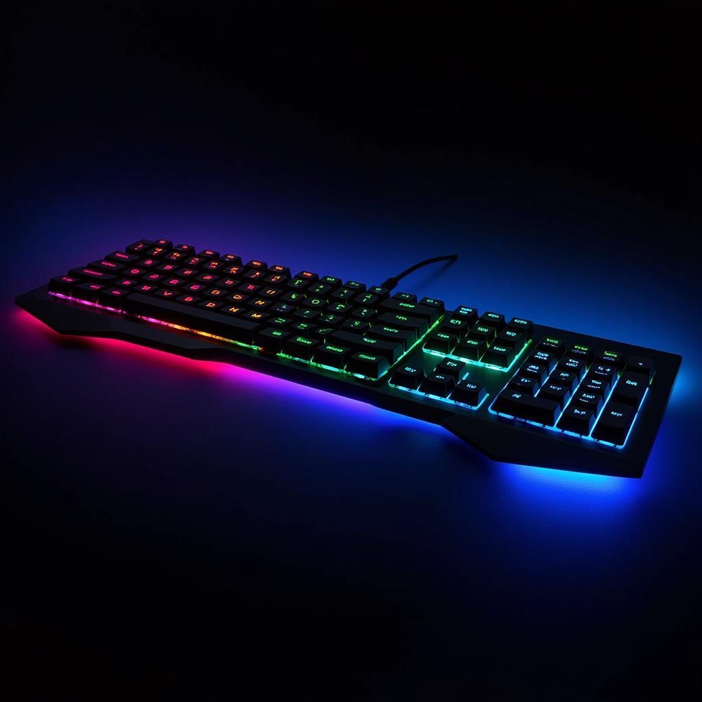 Bàn phím máy tính chơi game cao cấp với đèn LED RGB rực rỡ, thiết kế ergonomic và switch cơ học chất lượng cao.