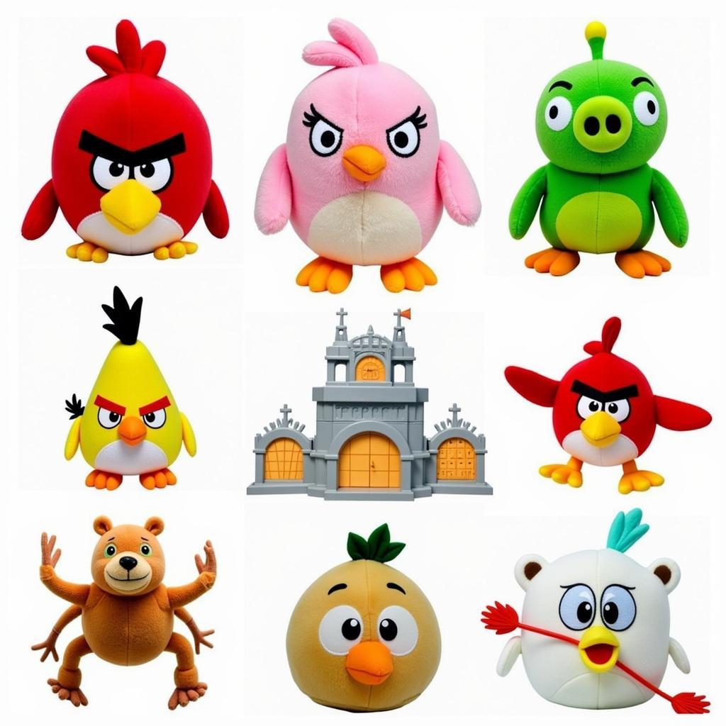 Các loại đồ chơi Angry Birds như thú nhồi bông, mô hình, bộ trò chơi