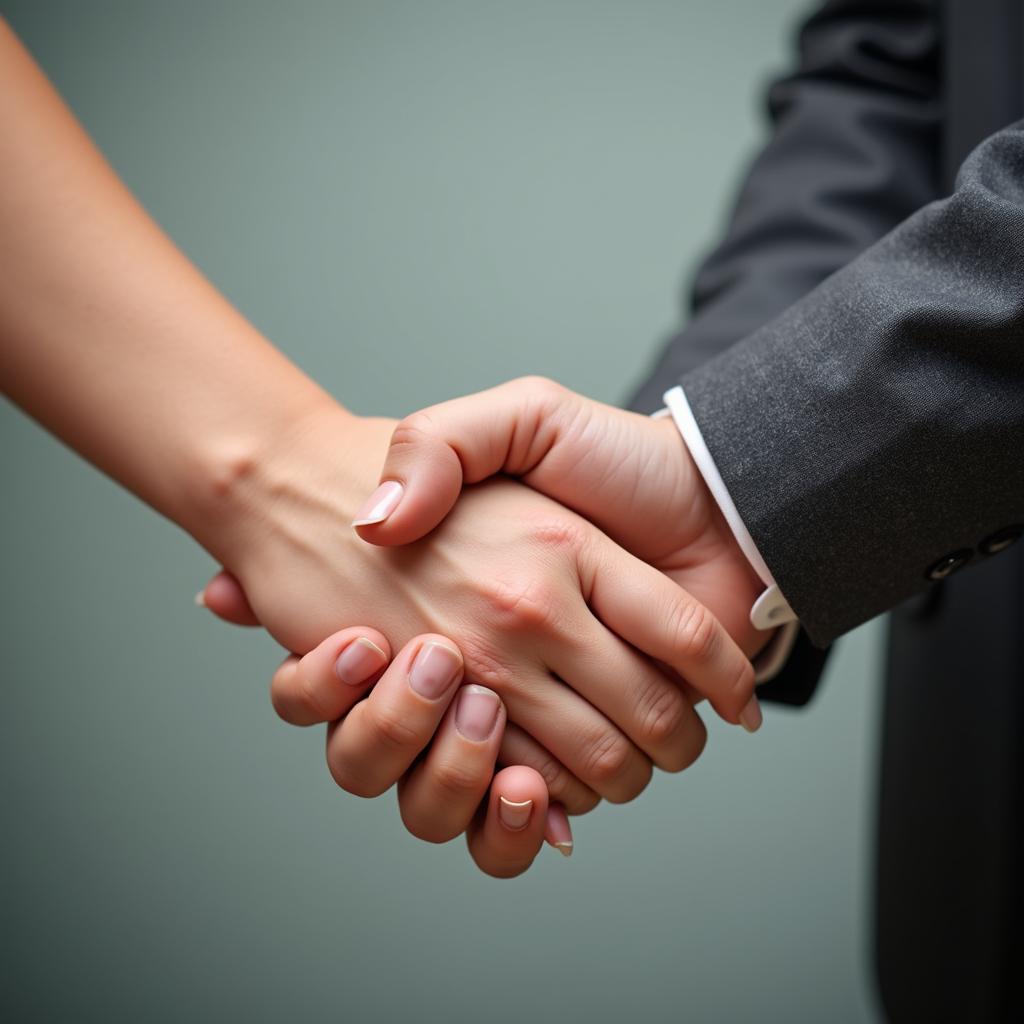 Reconciliation and healing in a marriage symbolized by two hands holding each other.