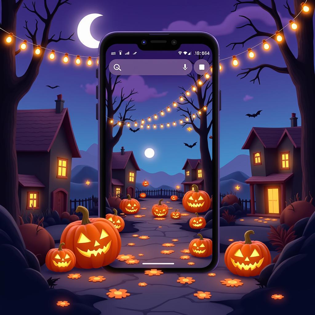 Hình ảnh minh họa trò chơi Halloween trên Google với các yếu tố ma quái và hấp dẫn.