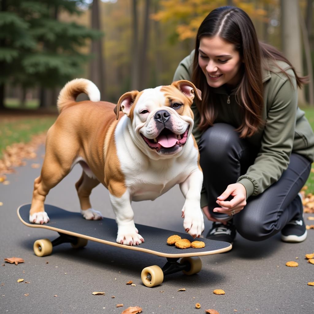 Huấn Luyện Bulldog Chơi Ván Trượt