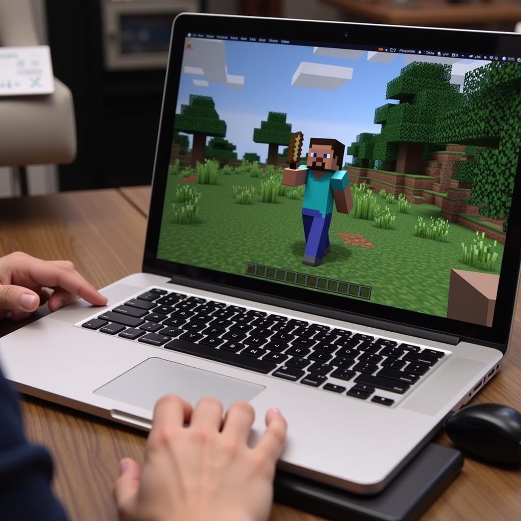 Macbook Air chơi game Minecraft