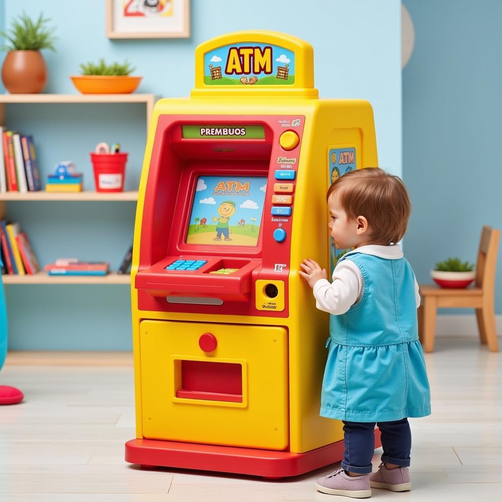 Máy ATM đồ chơi màu sắc tươi sáng, thu hút sự chú ý của trẻ nhỏ