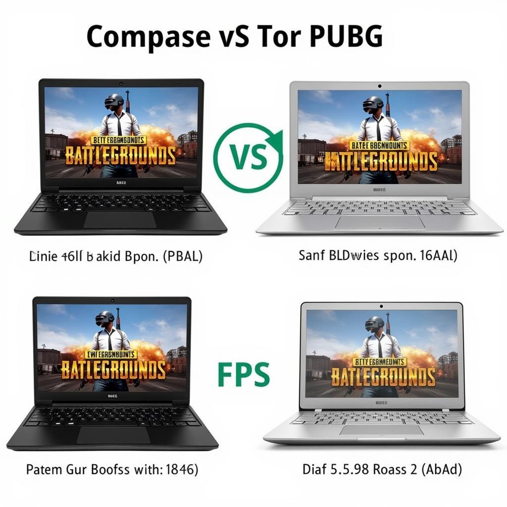 Nâng cấp cấu hình laptop chơi PUBG: Hình ảnh so sánh hiệu năng PUBG trên laptop với cấu hình tối thiểu và cấu hình đề nghị, cho thấy sự khác biệt về đồ họa và FPS.