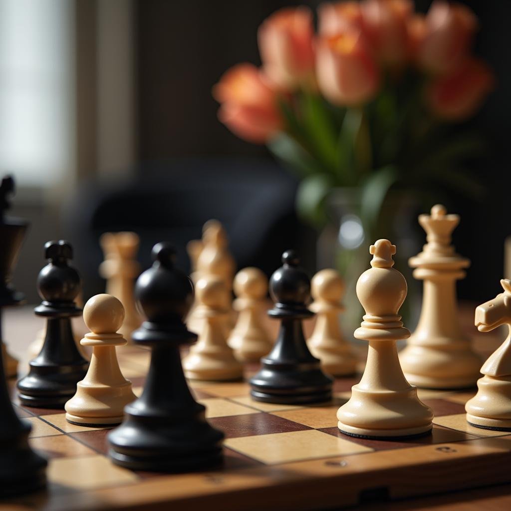 The hidden conflicts in a marriage depicted as a chess game